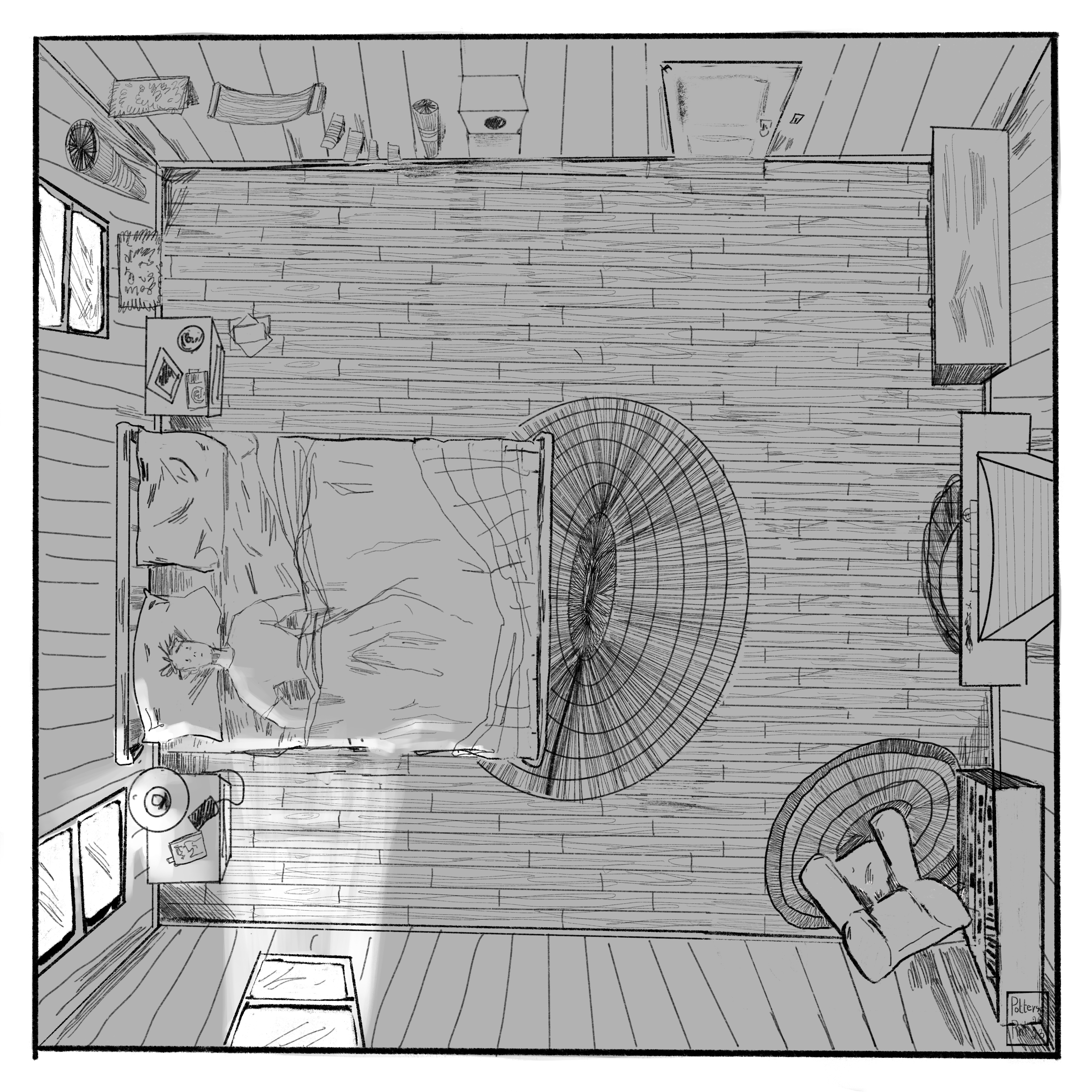 Steve is alone in his room, woken abruptly from his nightmare. It is early morning. 