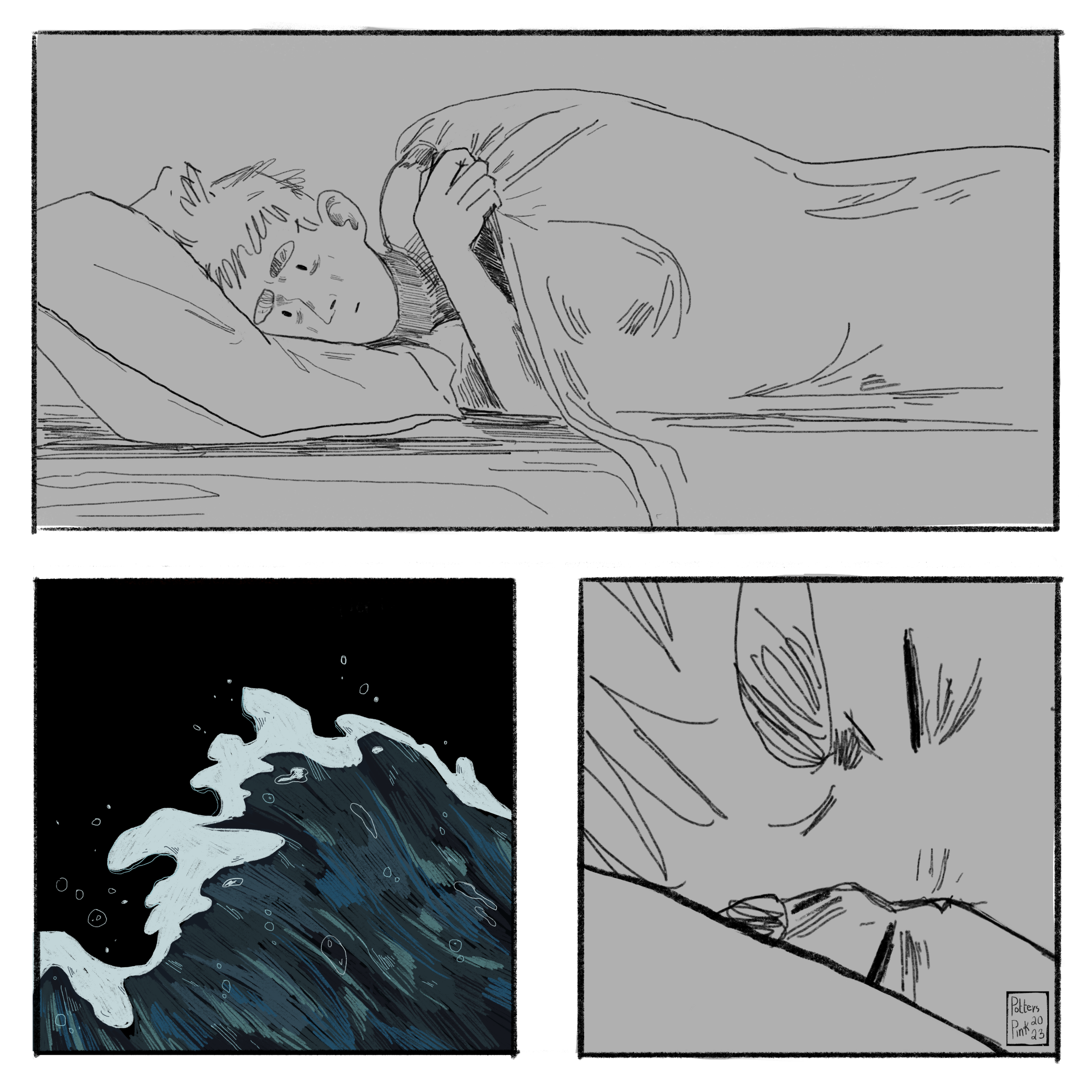 Steve rolls over, trying to sweep the nightmare from his thoughts. He can still feel the rush of freezing water. 