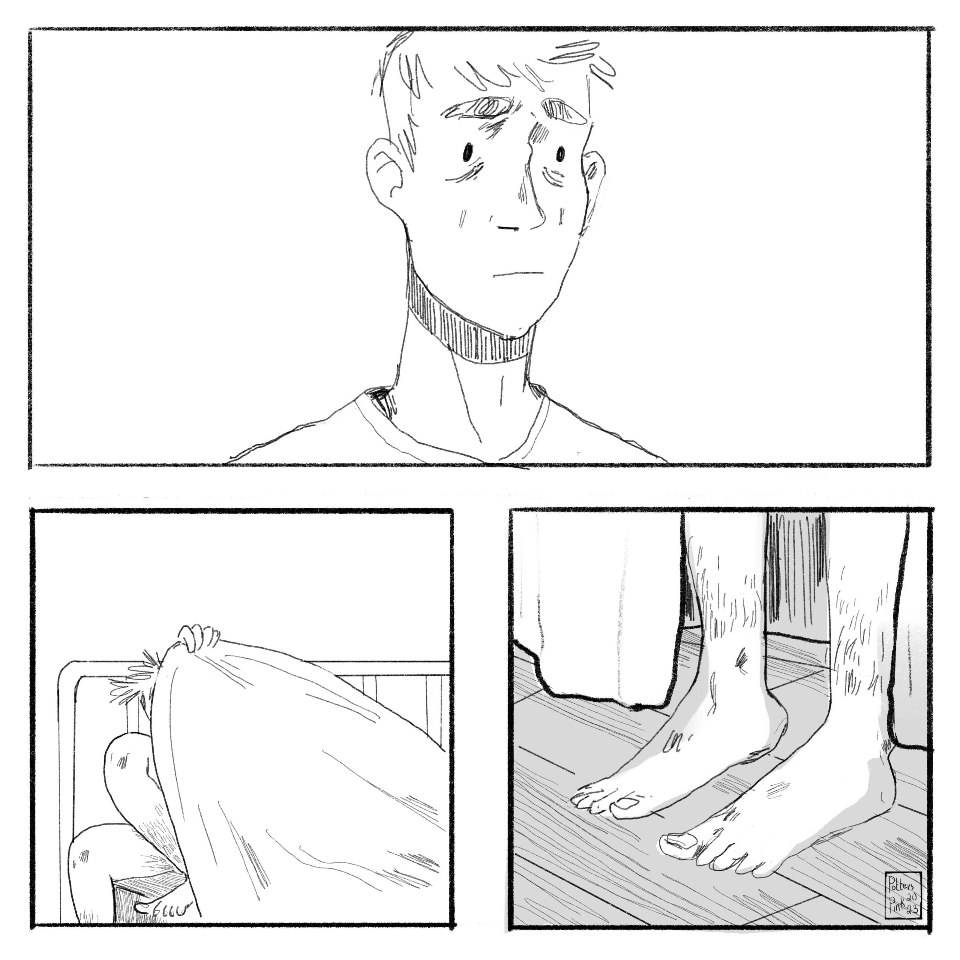 There was no one there, but Steve decides he may as well get up. He brings his blanket with him, wrapped around him like a ghost sheet.