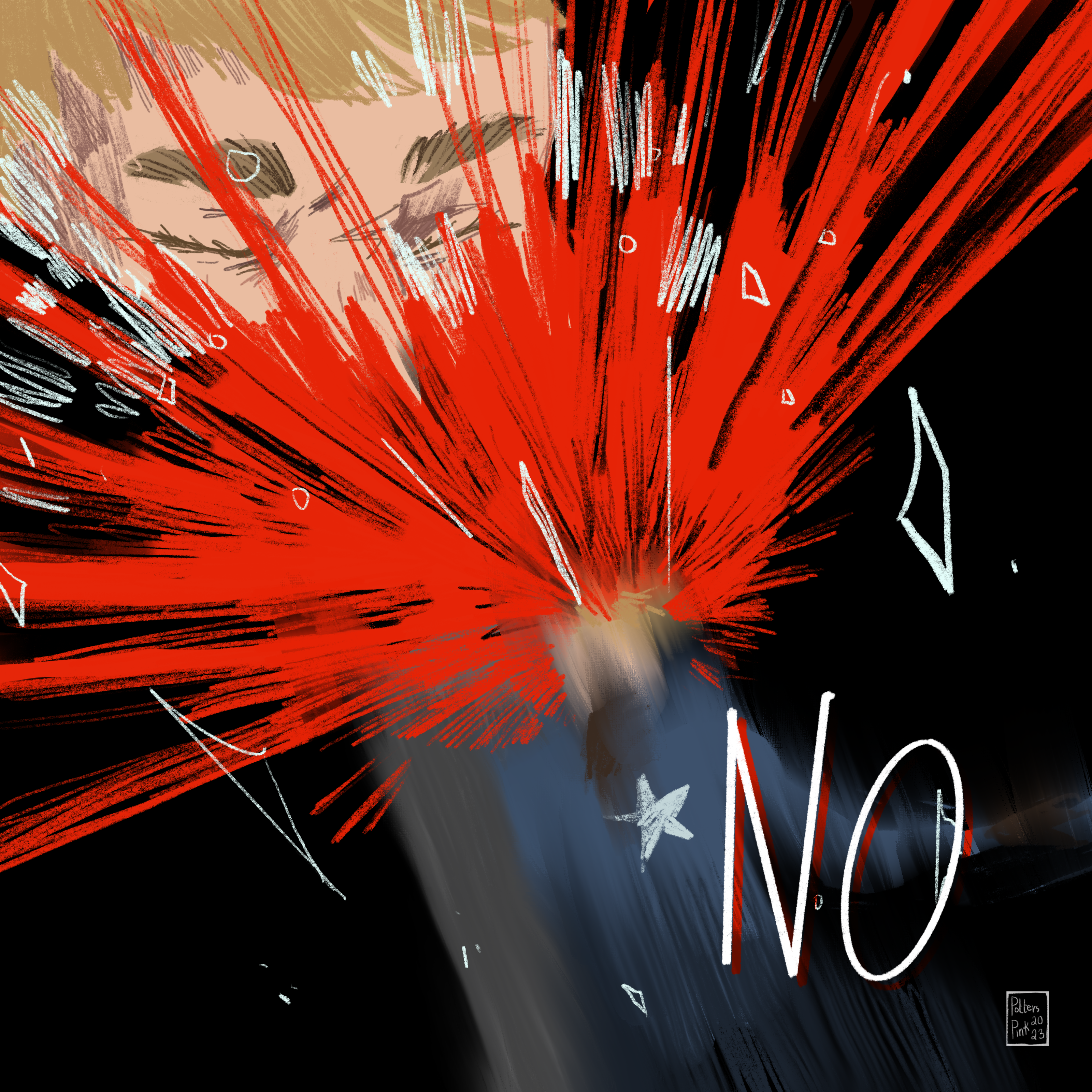 Impact. Steve hits the water and is blasted back, knocking his head hard against the wall.