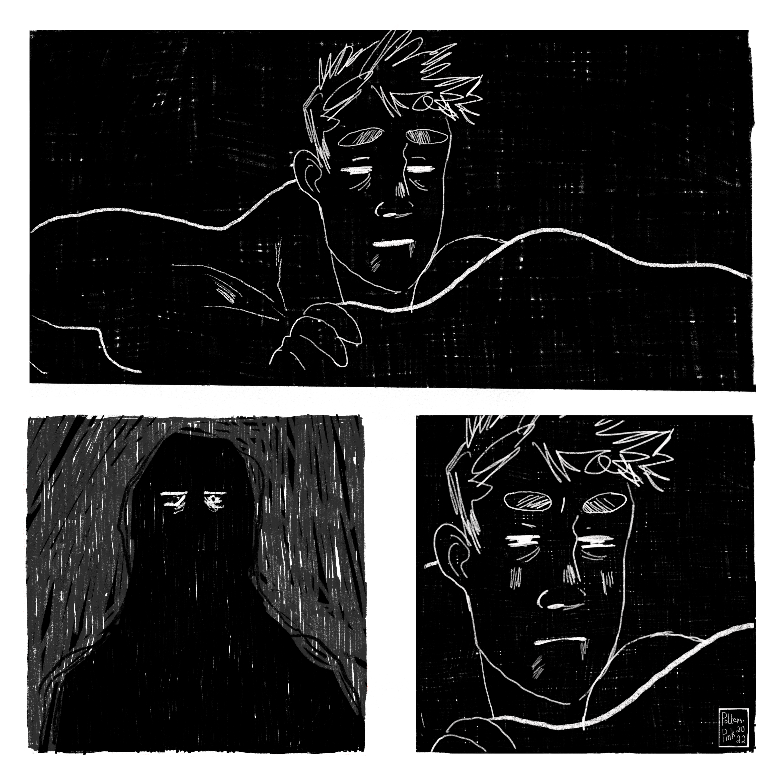 Page 11. Steve makes eye contact with the dark figure, who does not blink or look away.