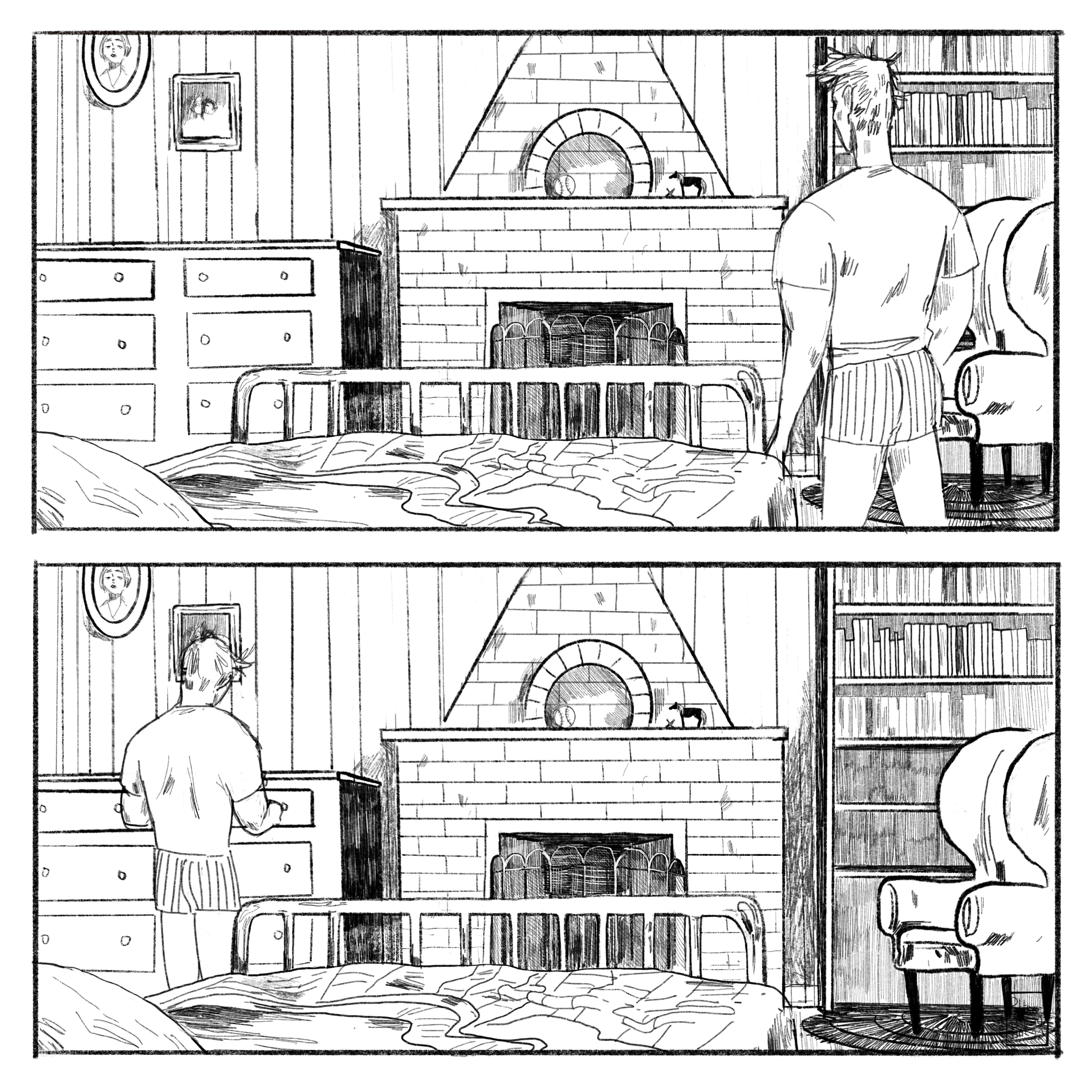 Page 17. Steve walks over to his dresser and pulls open the top right drawer. 